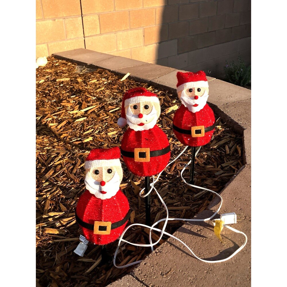 3 Santa Claus Indoor Outdoor String Lights Christmas Works 8 Feet